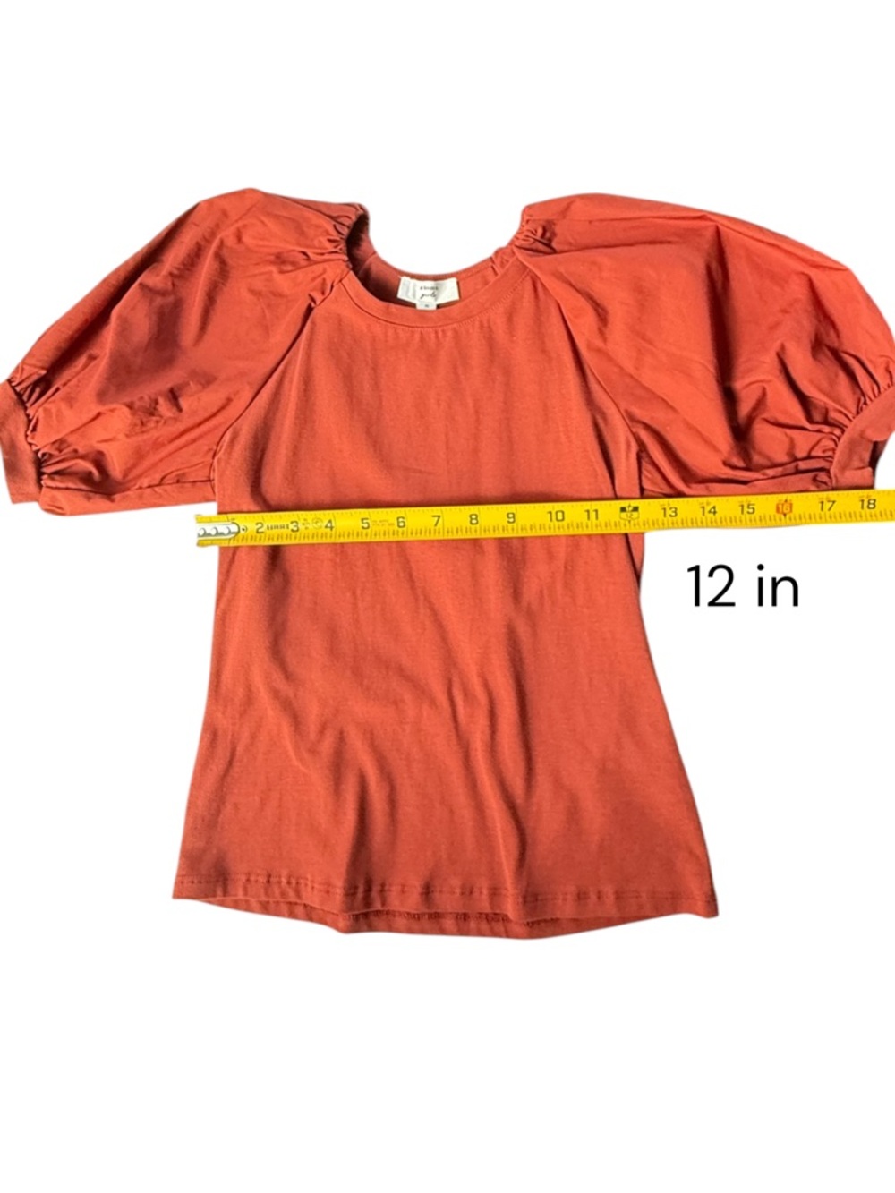A Loves A Girls Puff Sleeve Top Kids Rust Crew Neck Cotton M 10/12Y - Picture 4 of 7